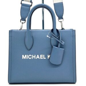 Michael Kors Mirella Small Pebbled Leather Crossbody Bag Blue Denim
